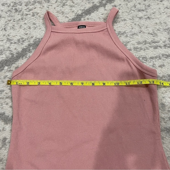 SHEIN Pink Ribbed High Neck Tank Top - Picture 7 of 8